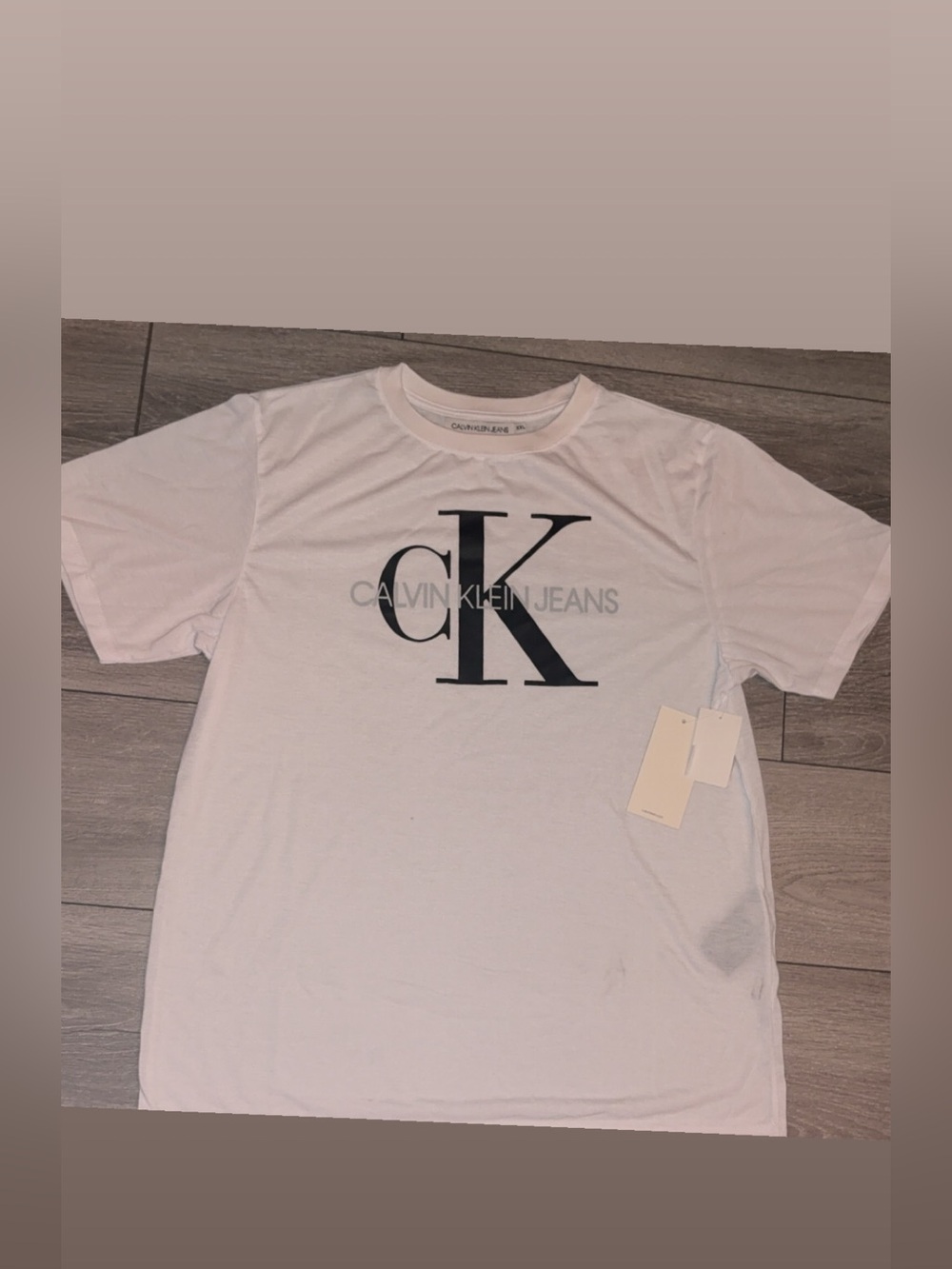 Calvin Klein Jeans Men’s XXL White Cotton Graphic Logo Crew Neck Tee New w Tags